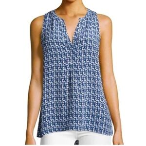 Joie Women's Blouse Sleeveless V Neck Blue Size XS 100% Silk Seahorse Print
